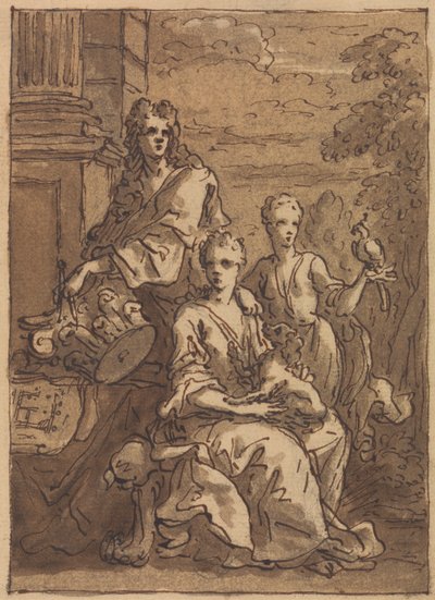Entwurf für ein Porträt eines Architekten oder Malers von Sir James Thornhill