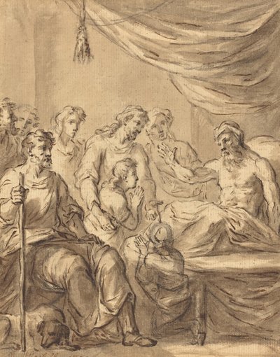 Jakob erlaubt Benjamin, mit seinen Brüdern nach Ägypten zu gehen von Sir James Thornhill