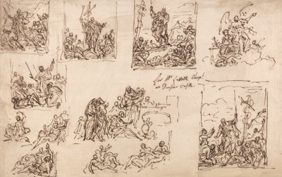 Moses und die eherne Schlange - Entwurf für die Kapelle im Dunster Castle von Sir James Thornhill
