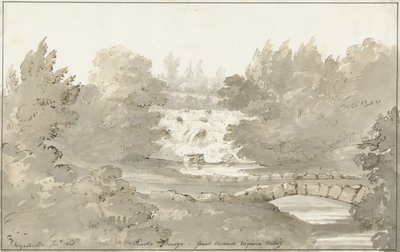Entwurf für eine rustikale Brücke unterhalb des Wasserfalls, Virginia Water von Sir Jeffry Wyatville