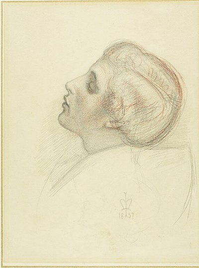 Studie für den Kopf des rettenden Liebhabers in Flucht des Ketzers von Sir John Everett Millais