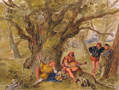 Wie es euch gefällt: Akt II, Szene V. Unter dem Grünholzbaum, gesungen von Amiens, ca. 1875 von Sir John Gilbert