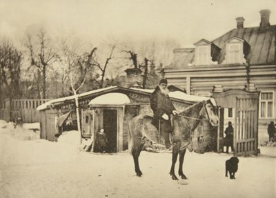 Russischer Autor Leo Tolstoi zu Pferd, Moskau, Russland von Sophia Andreevna Tolstaya