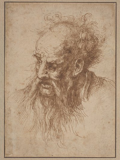 Ein älterer Mann mit fließendem Bart von Spanish 17th Century