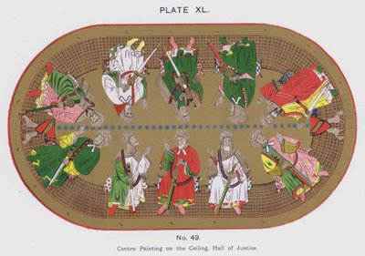 Zentralgemälde an der Decke, Halle der Gerechtigkeit (Farblithografie) von Spanish School