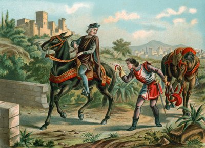 Kolumbus erhält eine Nachricht von der Königin, die seine Vorschläge annimmt von Spanish School