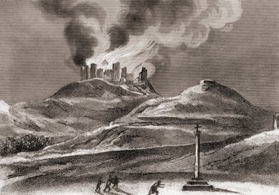 Brand im Kloster Montearagon, Quincena, Huesca, Spanien 1835 von Spanish School