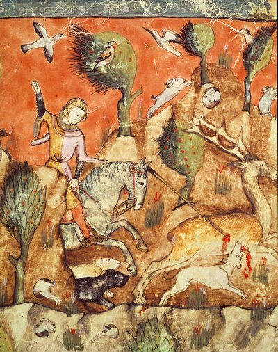 Fol.178v Ein Jäger verfolgt ein Reh, aus dem Codex Benito Santa Mora von Spanish School