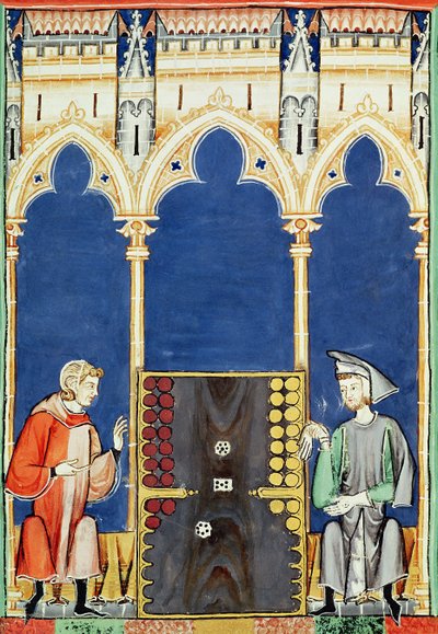 Zwei Backgammon-Spieler, aus dem Buch der Spiele, Schach, Würfel und Bretter, 1282 von Spanish School