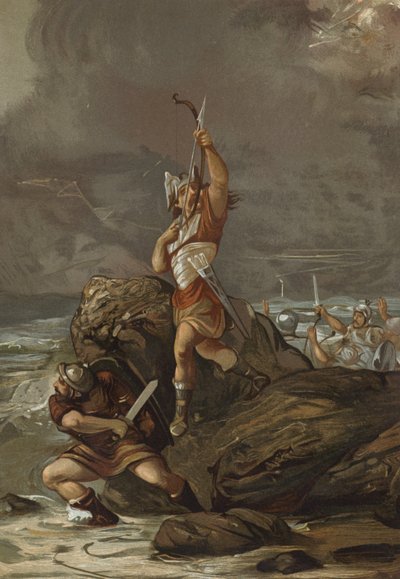 Gallier schießen Pfeile in den Himmel, um einen Sturm zu beruhigen von Spanish School