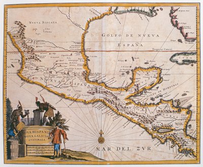 Karte von Neuspanien, Neu-Galicien und Guatemala, 1625 von Spanish School