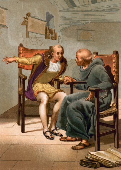 Treffen zwischen Kolumbus und P. Marchena bei der Rückkehr der ersten Reise von Spanish School