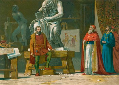 Papst Julius II. besucht die Werkstatt von Michelangelo von Spanish School