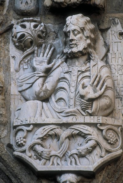 Darstellung des Propheten Abraham, Basrelief der Fassade der Goldschmiede (Platerias) von Spanish School