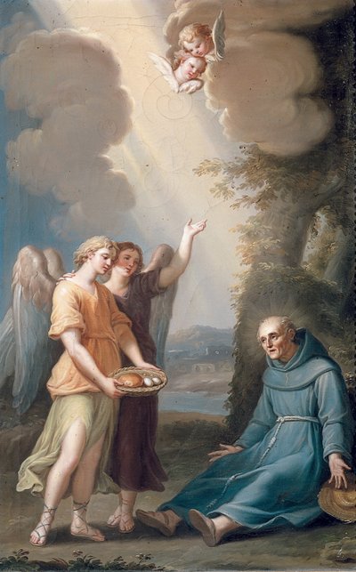 Der heilige Sebastian von Aparicio erhält Nahrung von Engeln, Ende des 18. Jahrhunderts von Spanish School