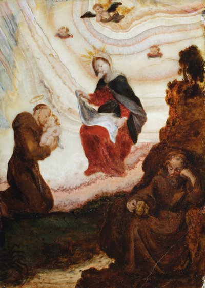 Die Madonna und das Kind erscheinen dem Heiligen Franziskus von Spanish School
