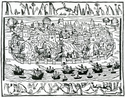 Ansicht von Lissabon aus dem Libro de Grandezas y cosas Memoralder de Espana von Pedro Medina, 1548 von Spanish School