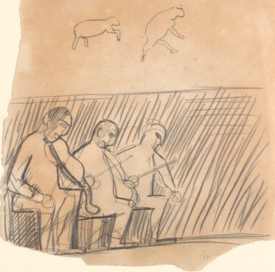 Höhle des Goldenen Kalbs: Studie von Musikern und Tieren von Spencer Frederick Gore
