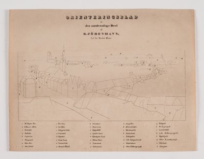 Kopenhagen von Nikolaj Turm aus gesehen, Orientierungsblatt für den nordwestlichen Teil von Søren Henrik Petersen