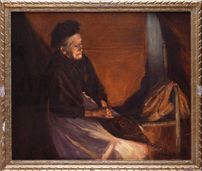 Alte Frau mit Blasebalg am Feuer von Stanhope Alexander Forbes
