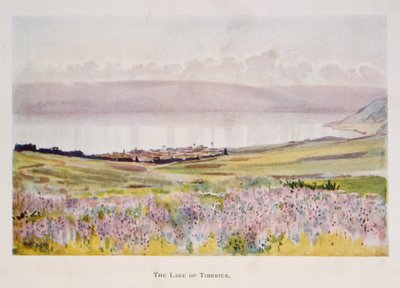 Aquarell von Stanley Inchbold, Darstellung des Sees Genezareth in Palästina 1906 von Stanley Inchbold