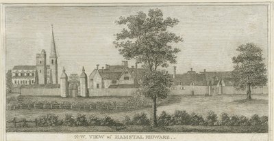 Hamstall Ridware - Kirche und Herrenhaus (Stich) von Stebbing Shaw