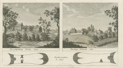 Mavesyn Ridware Hall - Torhaus: Gravur, 1785 von Stebbing Shaw