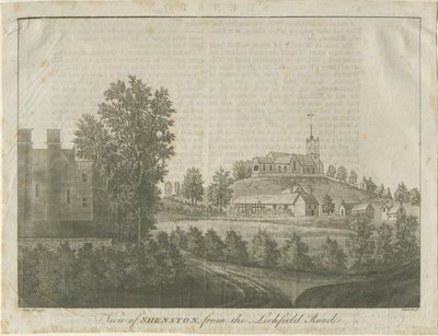 Shenstone Church and Village: Aquatinta-Radierung, 1792 von Stebbing Shaw