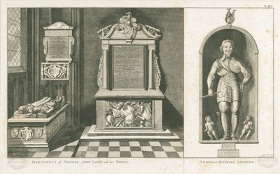 Wolverhampton - Denkmäler von Colonel John Lane und Admiral Richard Leveson: Gravur, undatiert [ca. 1798] von Stebbing Shaw