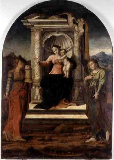 Madonna auf dem Thron mit der heiligen Barbara und der heiligen Lucia von Stefano Giordano