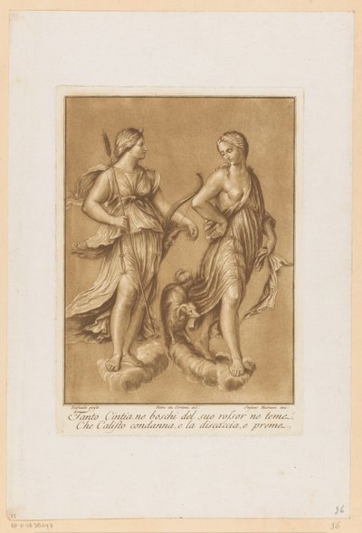Diana und Callisto (Deckenmalereien der Loggia di Galatea in der Villa Farnesina in Rom) von Stefano Mulinari
