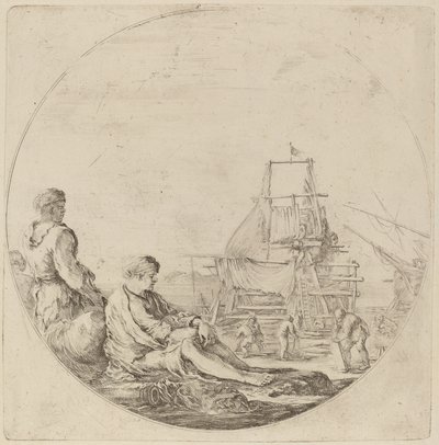 Ein sitzender weißer Matrose und ein stehender schwarzer Matrose von Stefano della Bella