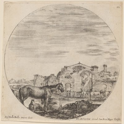 Bäder des Diokletian und schlafender Hirte, 1646 von Stefano della Bella