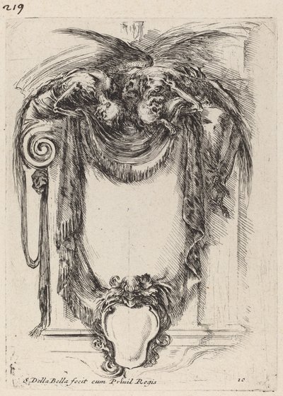 Kartusche, die von Leichen hängt von Stefano della Bella
