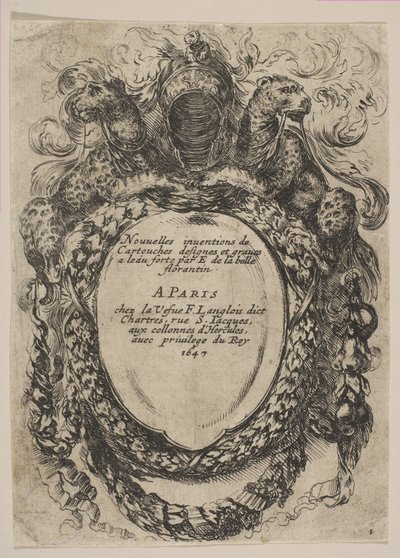 Kartusche mit Titel: Nouvelles Inventions de Cartouches, 1647 von Stefano della Bella