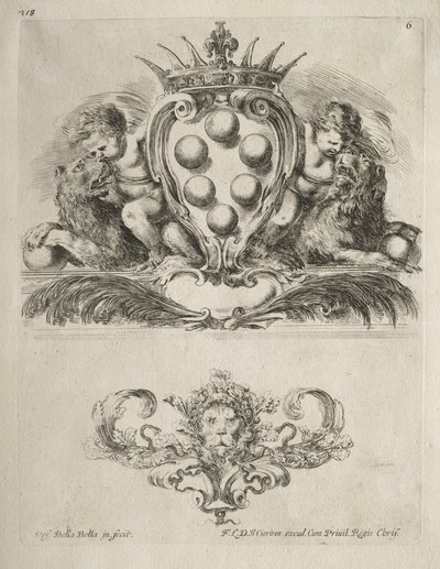Sammlung verschiedener Launen und neuer Entwürfe von Kartuschen und Ornamenten: Nr. 6 von Stefano della Bella
