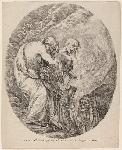 Tod mit einem alten Mann, wahrscheinlich 1648 von Stefano della Bella