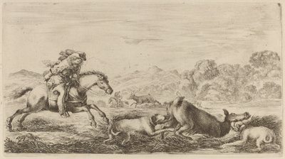 Reh in einem Sumpf von zwei Hunden angegriffen von Stefano della Bella