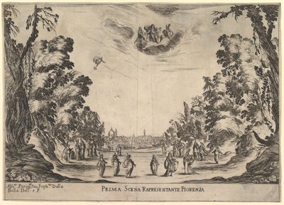 Erste Szene, in Florenz, aus Die Hochzeit der Götter, 1637 von Stefano della Bella