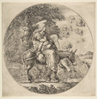 Flucht nach Ägypten, eine runde Komposition, ca. 1662 von Stefano della Bella