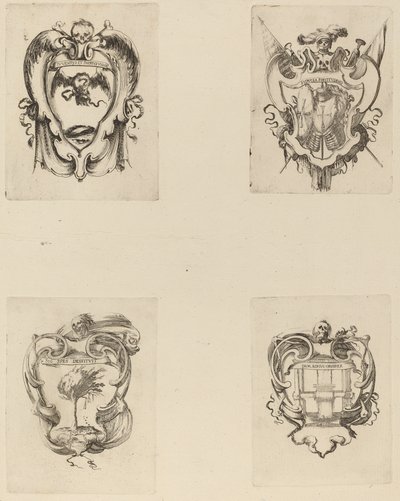 Vier Embleme für das Begräbnis von Prinz Francesco de Medici von Stefano della Bella