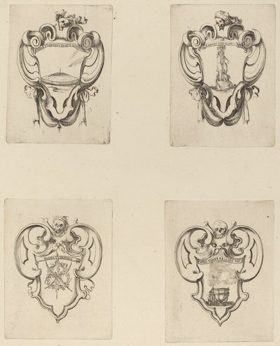 Vier Embleme für das Begräbnis von Prinz Francesco de Medici von Stefano della Bella