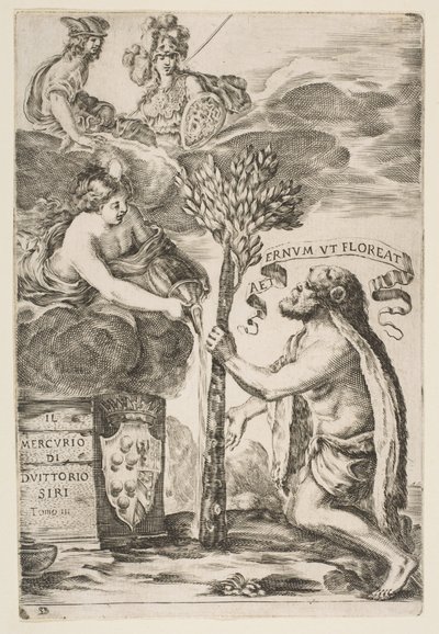 Frontispiz für Il Mercurio, III: Herkules pflanzt seine Keule, 1652 von Stefano della Bella