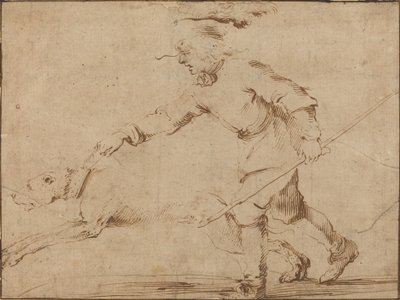 Jäger mit einem Hund an der Leine von Stefano della Bella