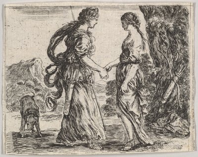 Jupiter und Kallisto, aus Spiel der Mythologie Jeu de la Mythologie, 1644 von Stefano della Bella