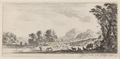Landschaft mit Hirten, die ihre Herde bewachen, vor 1647 von Stefano della Bella