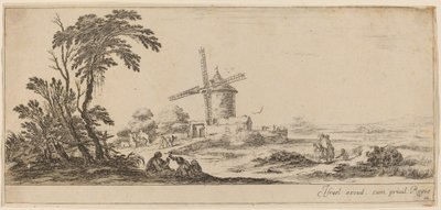 Landschaft mit Windmühle von Stefano della Bella
