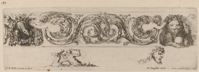 Ornamentale Friese mit Adler und Löwe, von Kindern bekränzt von Stefano della Bella