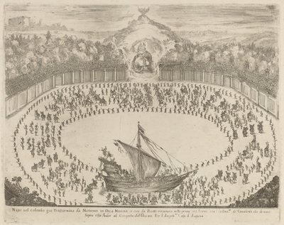 Parade mit einem Wagen in Form eines Schiffes von Stefano della Bella