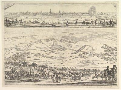 Plan und Ansicht der Belagerung von Arras: unterer Teil der Platte mit einer topographischen Ansicht, 1641 von Stefano della Bella
